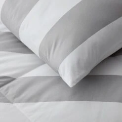 Company Essentials™ Awning Stripe Comforter -Online Bedding Store 11165 awningstripe gray h22 closeup 1