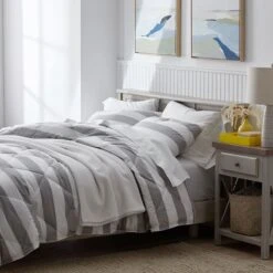 Company Essentials™ Awning Stripe Sham -Online Bedding Store 11165 awningstripe gray lifestyle2