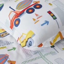 Company Kids™ Construction Trucks Organic Cotton Percale Pillowcases -Online Bedding Store 30389 construction j23 closeup 3