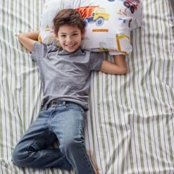 Company Kids™ Construction Trucks Organic Cotton Percale Sheet Set -Online Bedding Store 30389 construction j23 lifestyle3