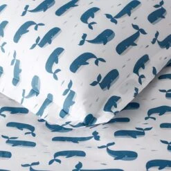 Company Kids™ Whale School Organic Cotton Percale Toddler Comforter Set -Online Bedding Store 38284 whaleschool h22 closeup