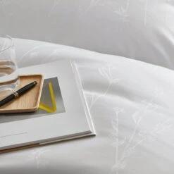 Legends Luxury™ Jacquard Floral Supima® Cotton Wrinkle-Free Flat Sheet -Online Bedding Store 50729 jacquard floral white closeup add 1