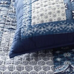 Geo Blockprint Handcrafted Quilted Sham -Online Bedding Store 50903 geoblockprint c22 lifestyle2