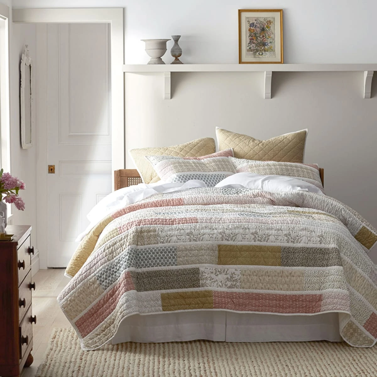 Olivia Floral Handcrafted Quilted Sham 5 Olivia Floral Handcrafted Quilted Sham - Image 3