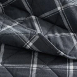 Legends Hotel™ Plaid Velvet Flannel Coverlet -Online Bedding Store 51007 blackcreamplaid coverlet k22 reverse