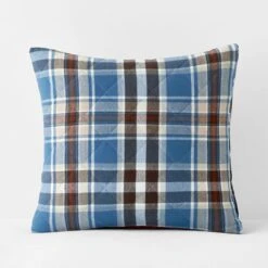 Legends Hotel™ Plaid Velvet Flannel Sham -Online Bedding Store 51008f bluecreamplaid euro