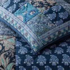 Sanganer Floral Patchwork Quilted Sham 14 Sanganer Floral Patchwork Quilted Sham -Online Bedding Store 51128 sanganer j23 closeup