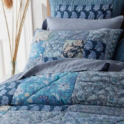 Sanganer Floral Patchwork Quilted Sham 12 Sanganer Floral Patchwork Quilted Sham -Online Bedding Store 51128 sanganer j23 lifestyle2