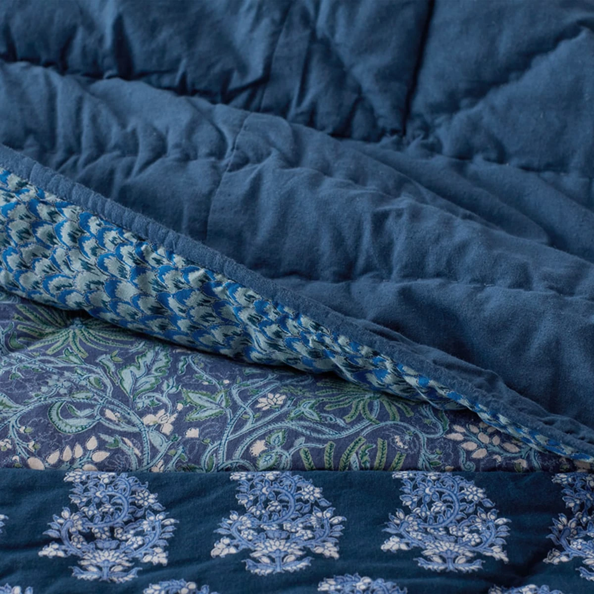 Sanganer Floral Patchwork Quilted Sham 7 Sanganer Floral Patchwork Quilted Sham - Image 5