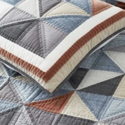 Geometric Pieced Patchwork Quilted Sham 13 Geometric Pieced Patchwork Quilted Sham -Online Bedding Store 51147 geometric pieced patchwork closeup