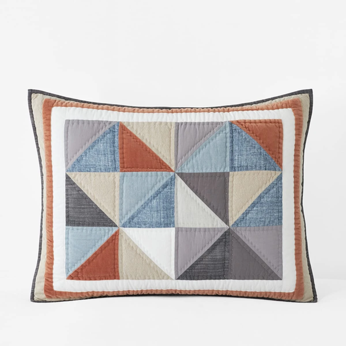 Geometric Pieced Patchwork Quilted Sham 4 Geometric Pieced Patchwork Quilted Sham - Image 2