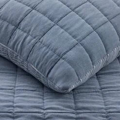 Morgan Reversible Quilted Coverlet -Online Bedding Store 51157 morgan denim blue h23 closeup1