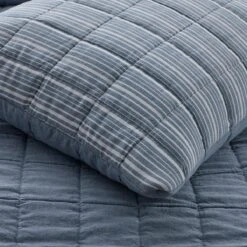 Morgan Reversible Quilted Coverlet -Online Bedding Store 51157 morgan denim blue h23 closeup2